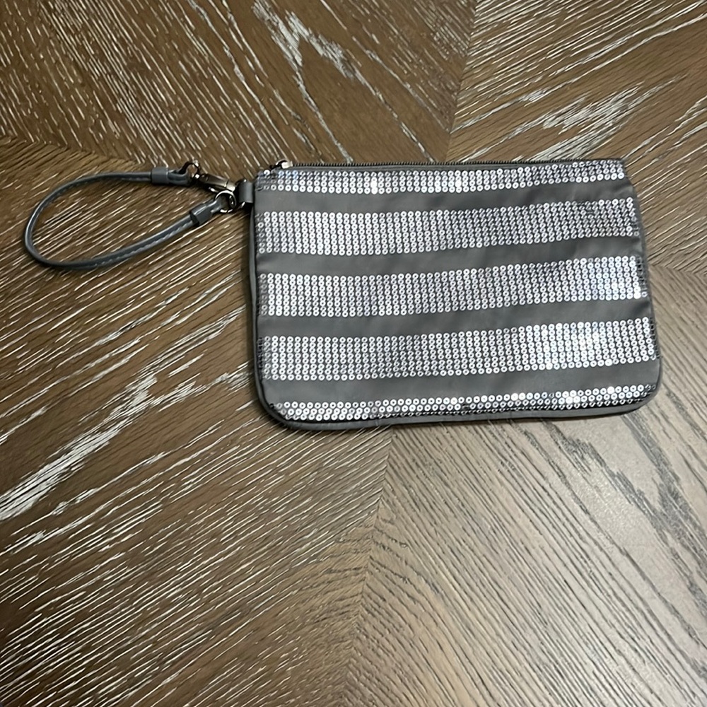 Bath & Body Works gray sequined bag wristlet